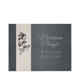 Besondere Liegeplatte Grabplatte mit Ornament in Granit &...