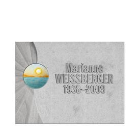 Design Grabplatte Urnengrab mit Glas-Ornament & Schrift...