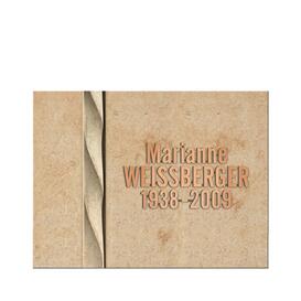 Moderne Urnengrabplatte mit Ornament in gelblichem...