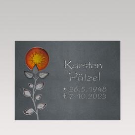 Moderner Urnengrabstein liegend mit Gravur & Glas...