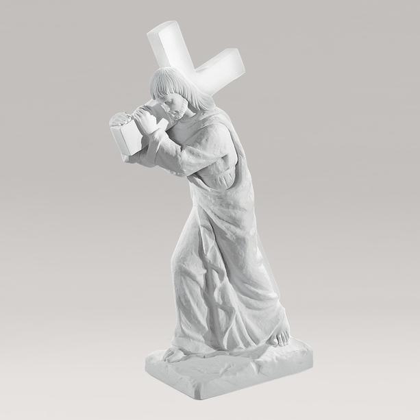 Christus Grabfigur aus Marmorguss - Jesus mit Kreuz