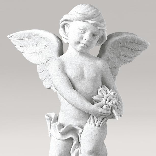 Helle Grabengel Figur aus Marmorguss - Engel Nino