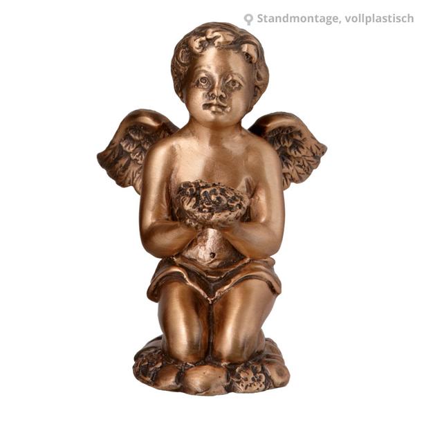 Bronze Engel Skulptur mit Blumen - Engel Auris