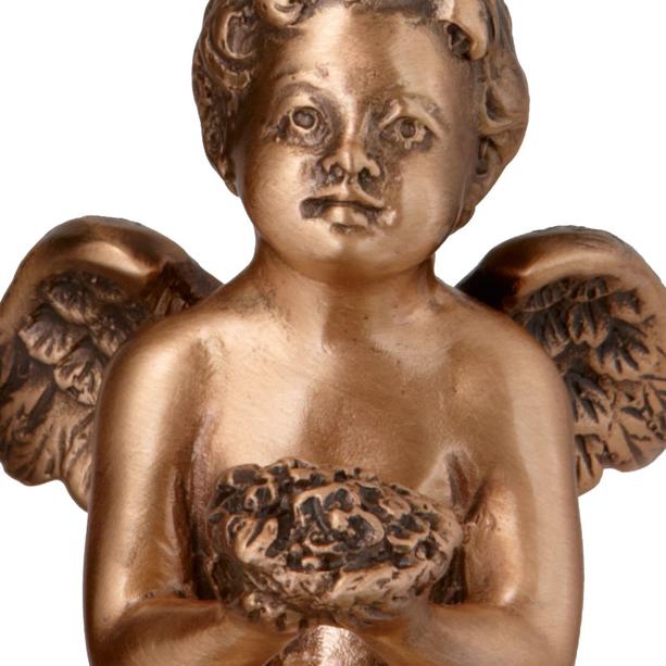 Bronze Engel Skulptur mit Blumen - Engel Auris