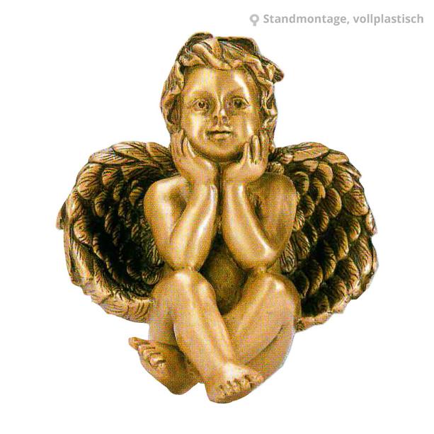 Sitzender Engel Bronze Deko Figur - Angelus Nante