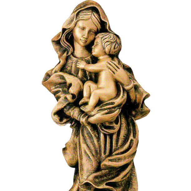 Skulptur Madonna mit Kind Bronze - Liebende Mutter