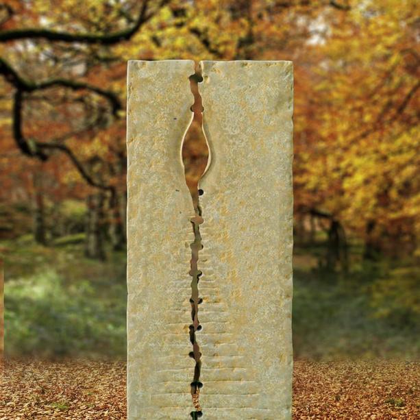Grabstein für Doppelgrab Gestaltung hell mit Riss - Rustico
