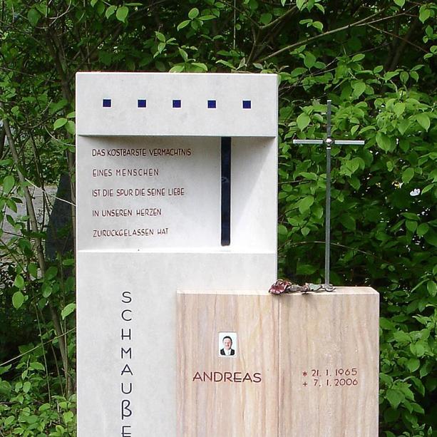 Grabstein mehrteilig Kalkstein modern mit Kreuz - Empoli
