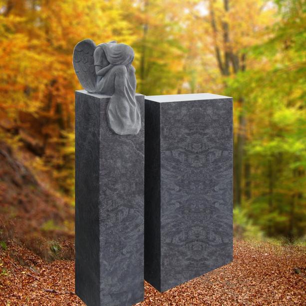 Urnengrabstein Granit romantisch mit Grabengel - Josselin
