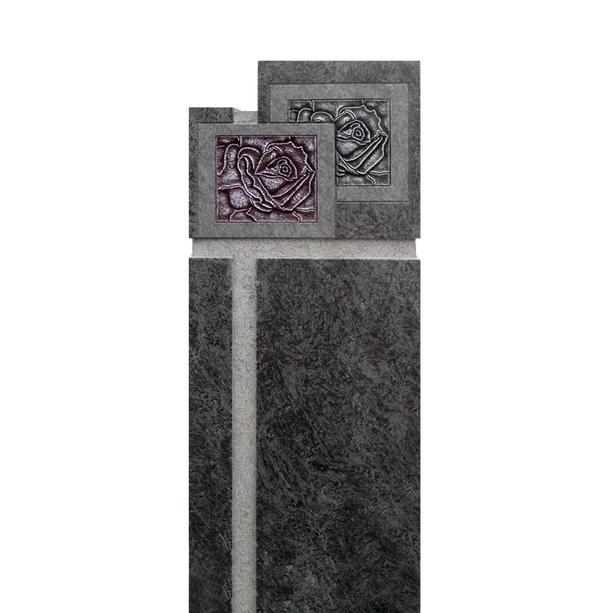Grabstein Doppelgrab Granit Grabmalkunst mit Rose - Vienne