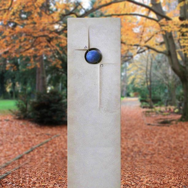 Gedenkstein modern mit blauer Kugel kaufen - Azur
