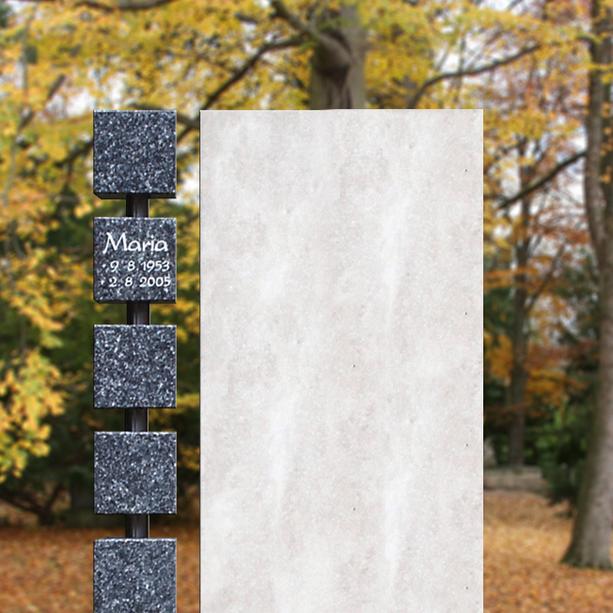 Moderner Grabstein aus Kalkstein mit Granit Würfeln - Chrysalis