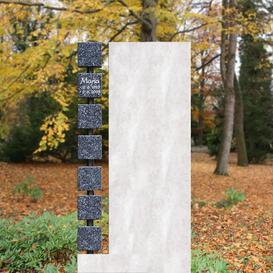 Moderner Grabstein aus Kalkstein mit Granit Würfeln -...