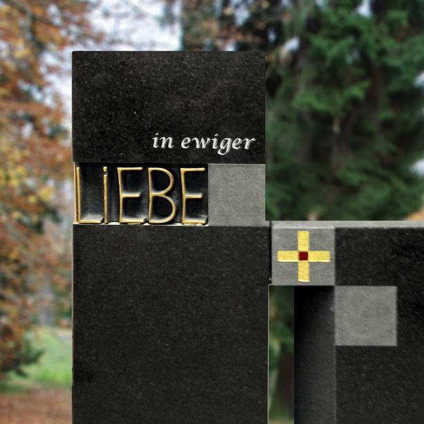 Grabstein Granit modern Bronze Schrift Liebe - Lumero