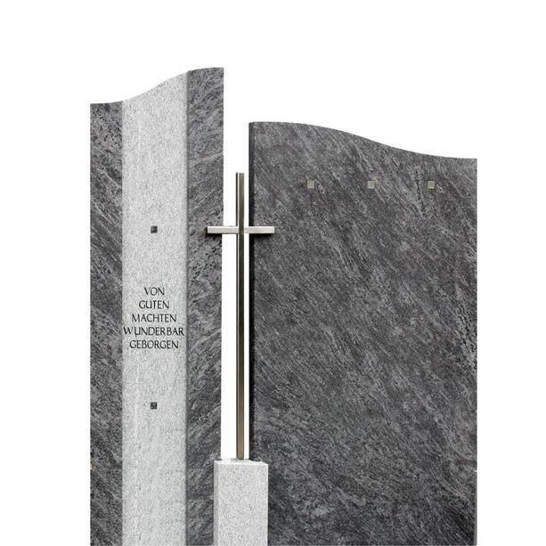 Zweiteiliger Naturgrabstein mit Kreuz - Bonifacio