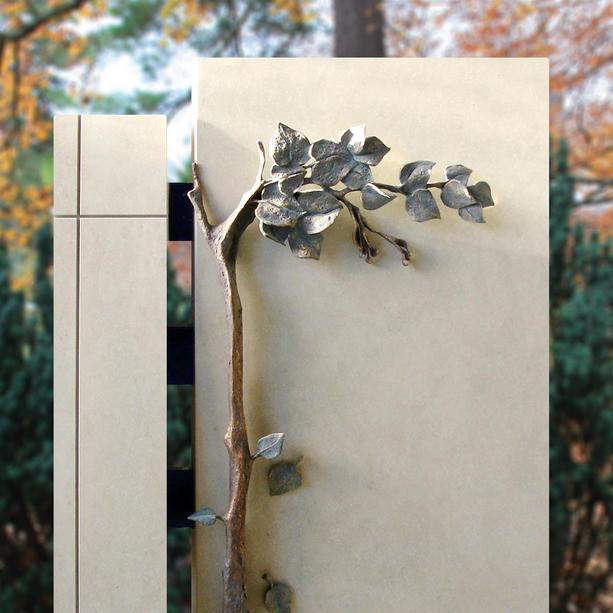 Schöner Grabstein Doppelgrab mit Bronze Baum - Bronzino