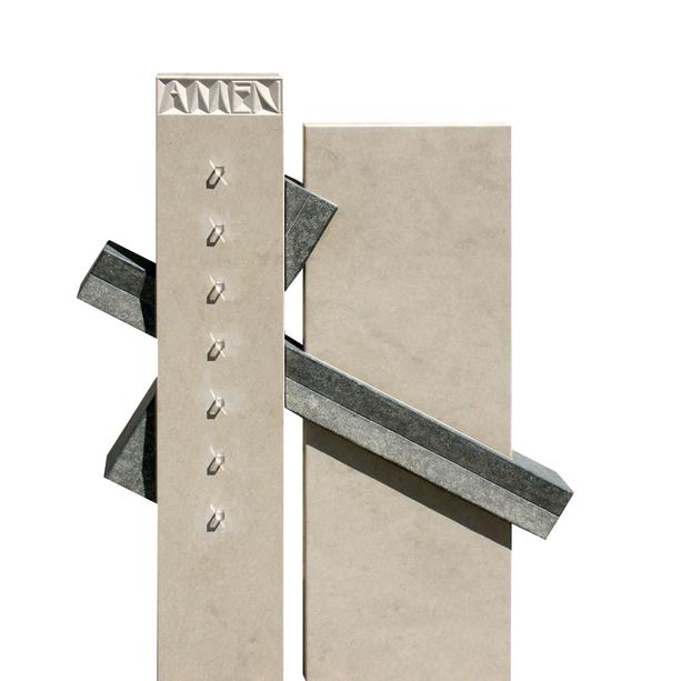 Grabstein Naturstein modern mit Kreuz Gestaltung - Formia