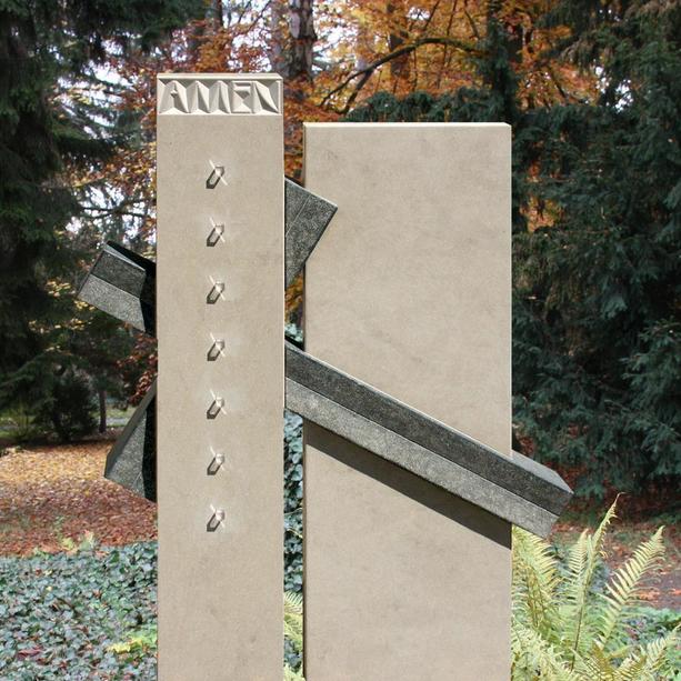 Grabstein Doppelgrab modern mit Kreuz - Formia