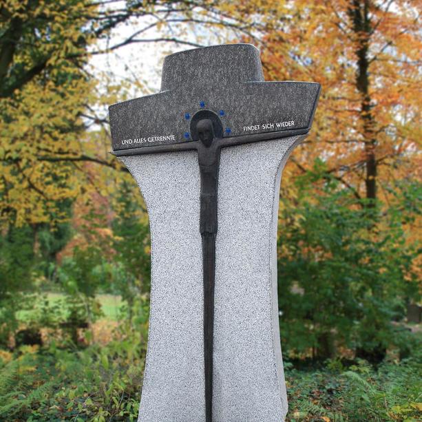 Urnengrabstein Granit modern Christus Kreuz - Solanto