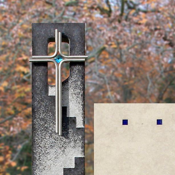 Grabmal Urnengrab Kalkstein Granit Edelstahl Kreuz - Meteo
