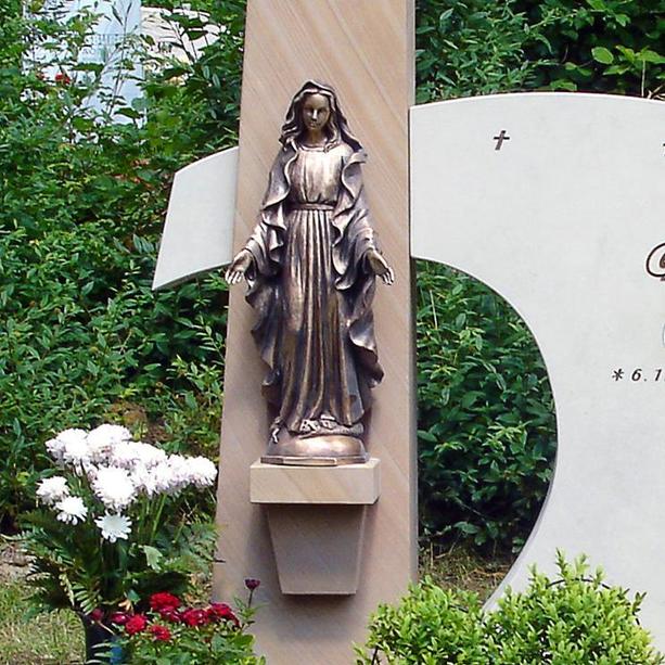 Naturstein Grabmal modern mit Bronze Madonna - Marini