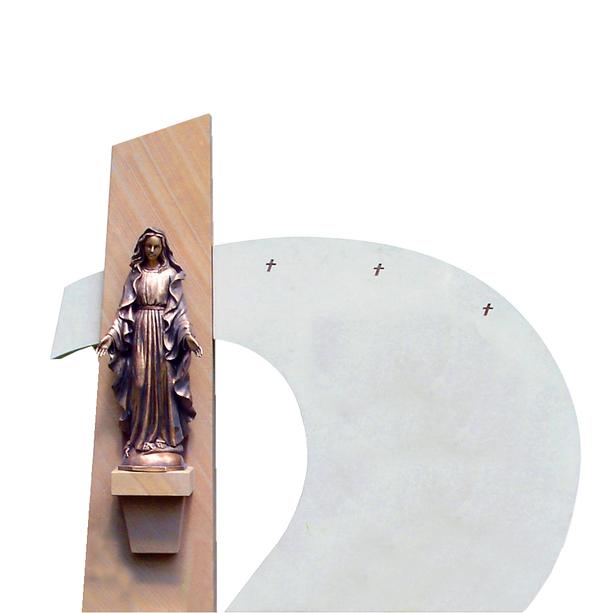 Moderner Doppelgrabstein Bronze Grabfigur Madonna  - Marini