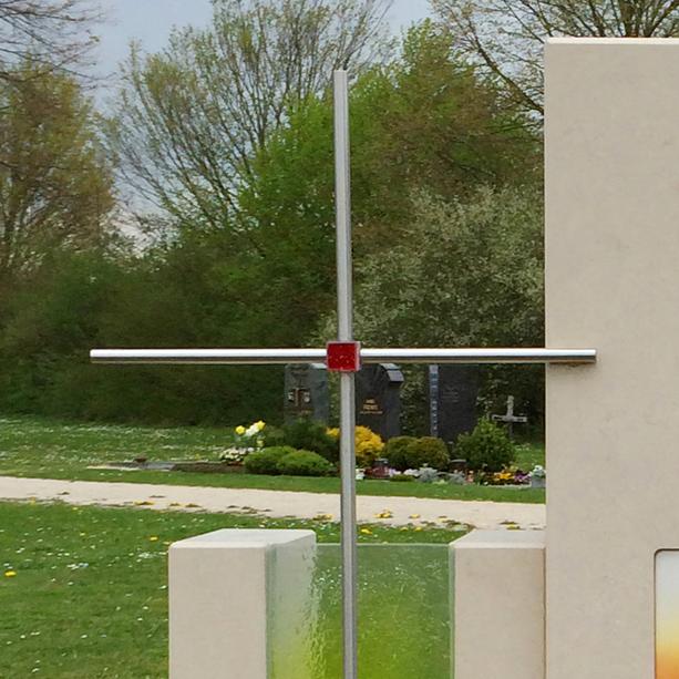 Moderner Grabstein Doppelgrab mit Glaseinsatz - Colorata