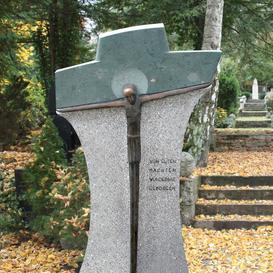 Doppelgrabstein Granit & Bronze Jesus Kreuz - Benedetto