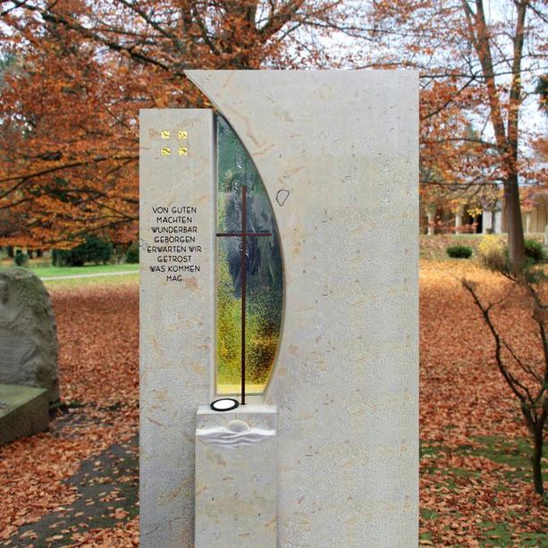 Grabmal Urnengrab modern Regenbogen Glas & Kreuz - Vetro