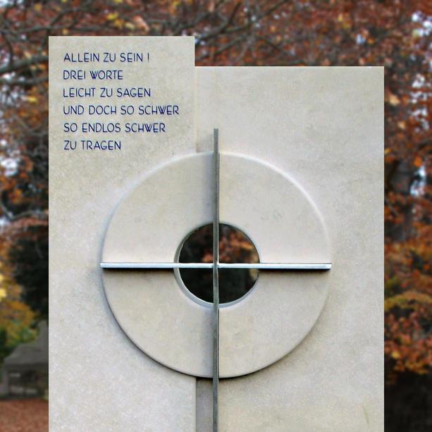 Gedenkstein Urnengrab modern Metall Kreuz - Novero