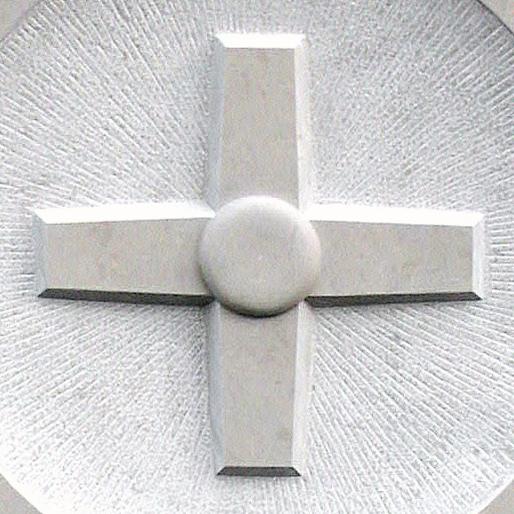 Grabmal Kalkstein stehend hell mit Kreuz - Antico