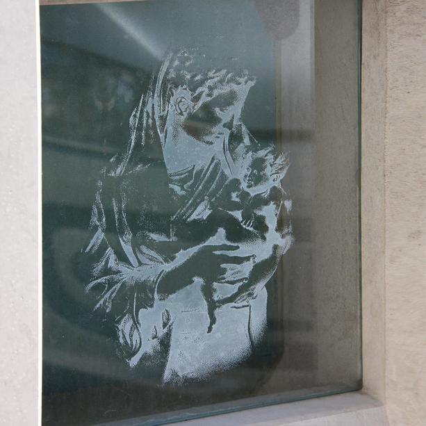 Doppelgrabstein mit Madonna Grabsteinkunst aus Glas - Madre