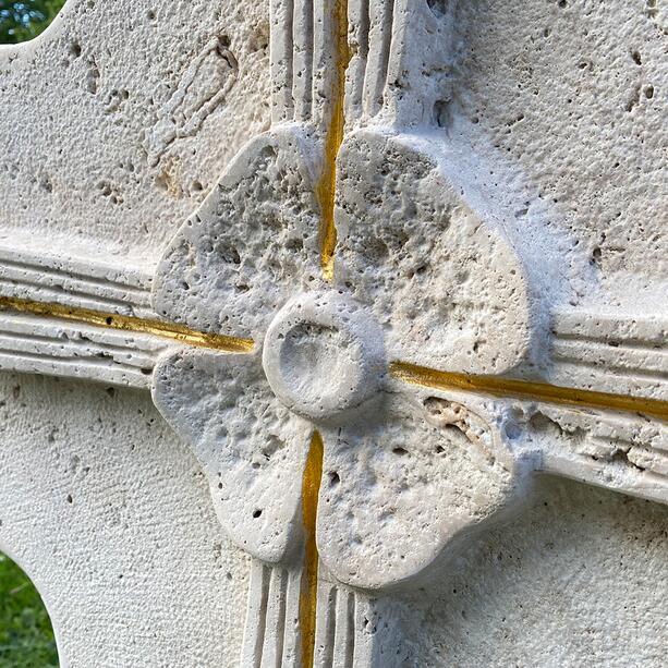 Urnengrabstein antik Naturstein mit Kreuz - Nostalgia