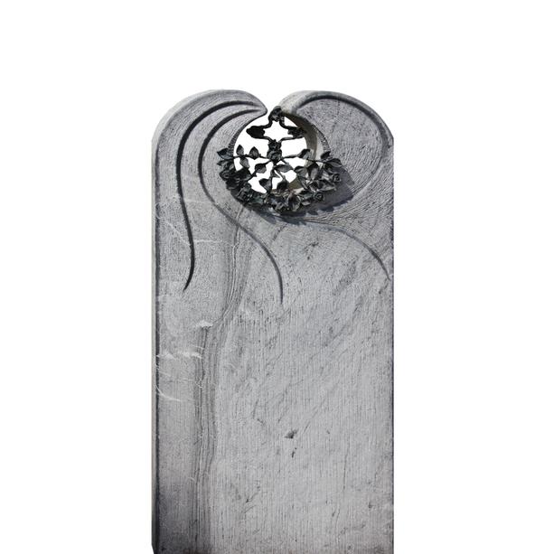 Marmor Urnengrabstein mit Aluminium Deko - Floresco