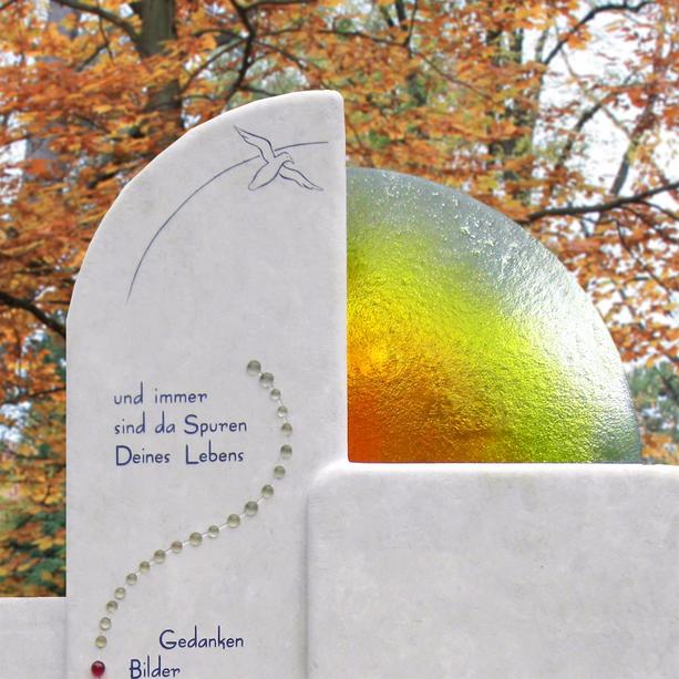 Grabmal Doppelgrab Regenbogen Glas & Grabkerze - Candela
