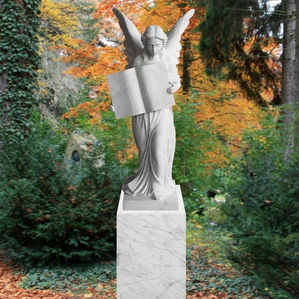 Grabmal weiße Marmor Engelskulptur Frau mit Flügeln - Teresa