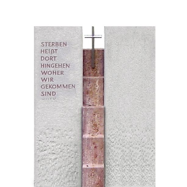 Grabstein modern roter Travertin Treppe &Kreuz - Livello