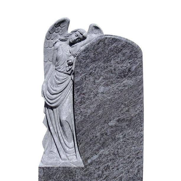 Granit Doppelgrabstein mit Engel Skulptur - Seraphina