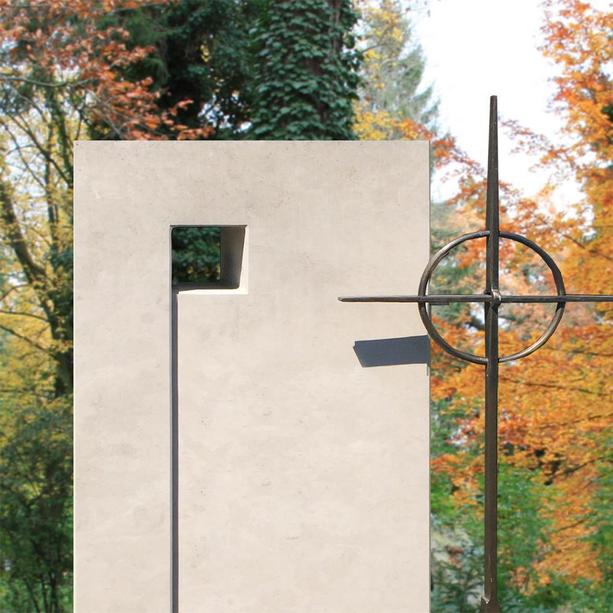 Moderner Urnengrabstein mehrteilig Kugel und Kreuz - Casano
