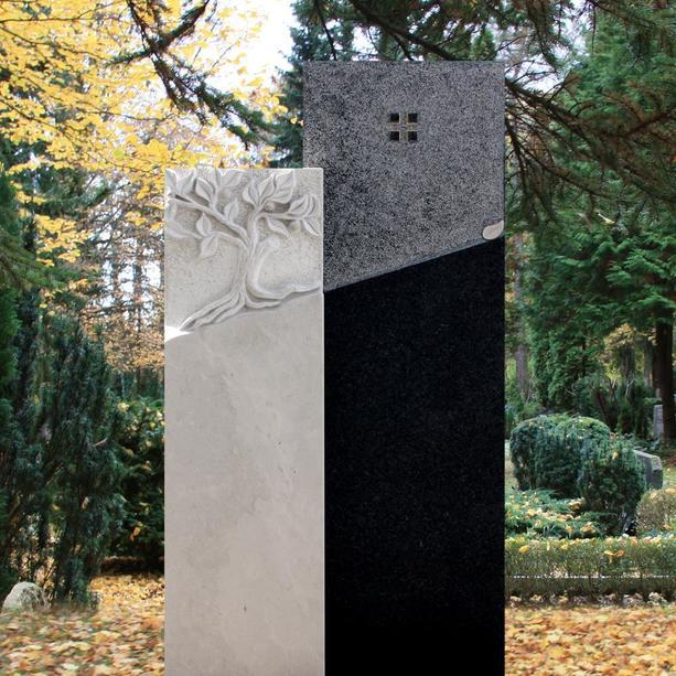 Großes Familien Grabmal Granit Kalkstein Baum Gestaltung - Eden