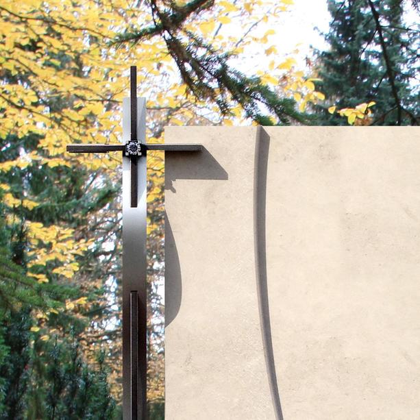 Moderner Urnengrabstein stehend mit Kreuz - Devoza