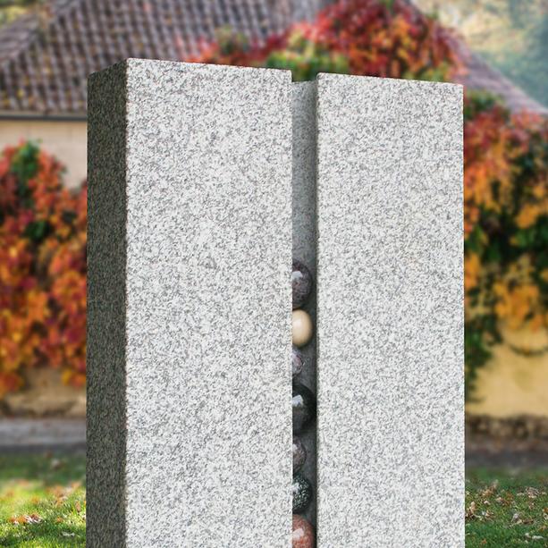 Helles Grabmal Granit modern zweiteilig vom Bildhauer - Sentenza