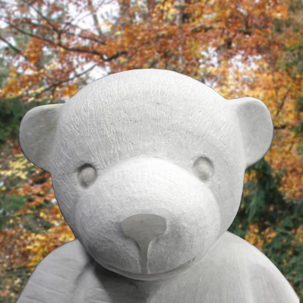 Kindergrabstein Naturstein modern mit Teddy Figur - Knut