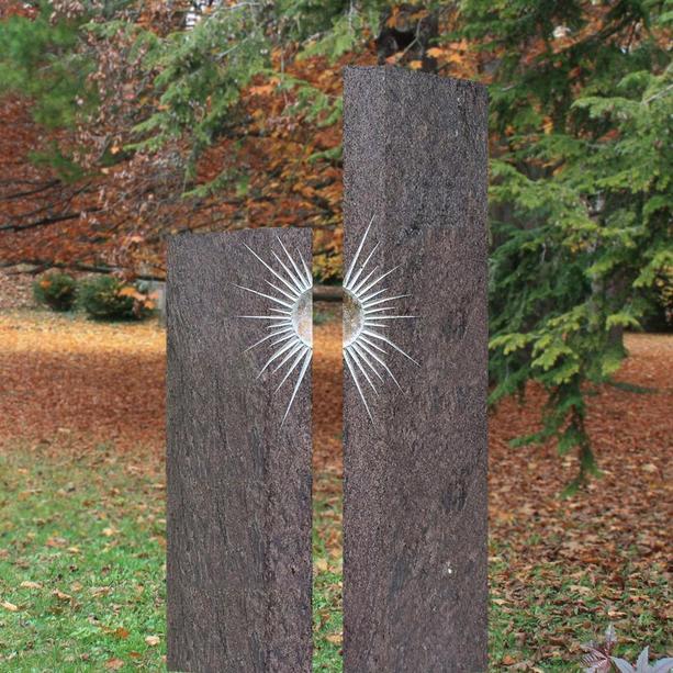 Schner Grabstein Granit zweiteilig Sonnen Gestaltung - Lumina