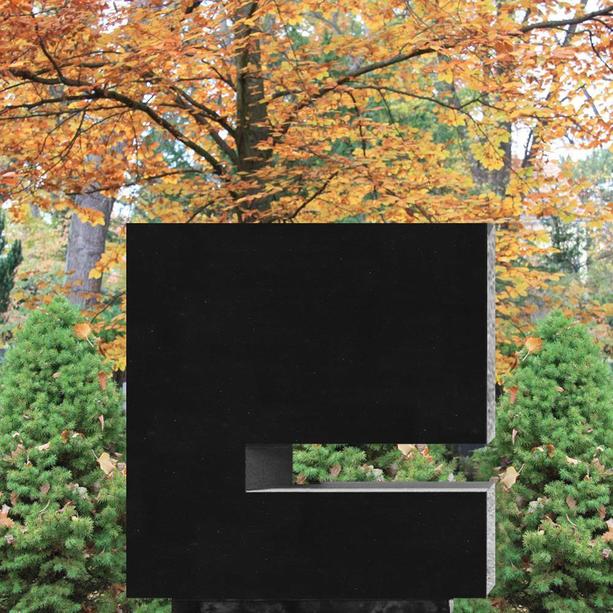 Grabstein Granit schwarz modern abstrakte Gestaltung - Eureka