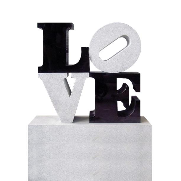 Urnengrabstein Granit Kalkstein schwarz weiß LOVE - Love