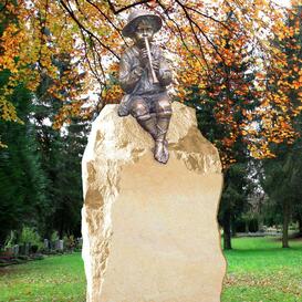 Grabstein Stele mit Fltenspieler Bronze - Randalin