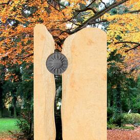 Grabstein zweiteilig mit Bronze Sonne - Sonnenschein