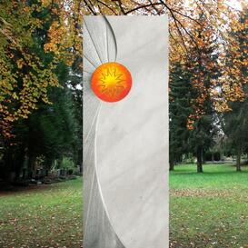 Marmor Urnengrabstein mit Glaseinsatz Sonne - Solaris