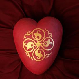 Ausgefallene Herz berurne in Rot mit Lilien online - Pica